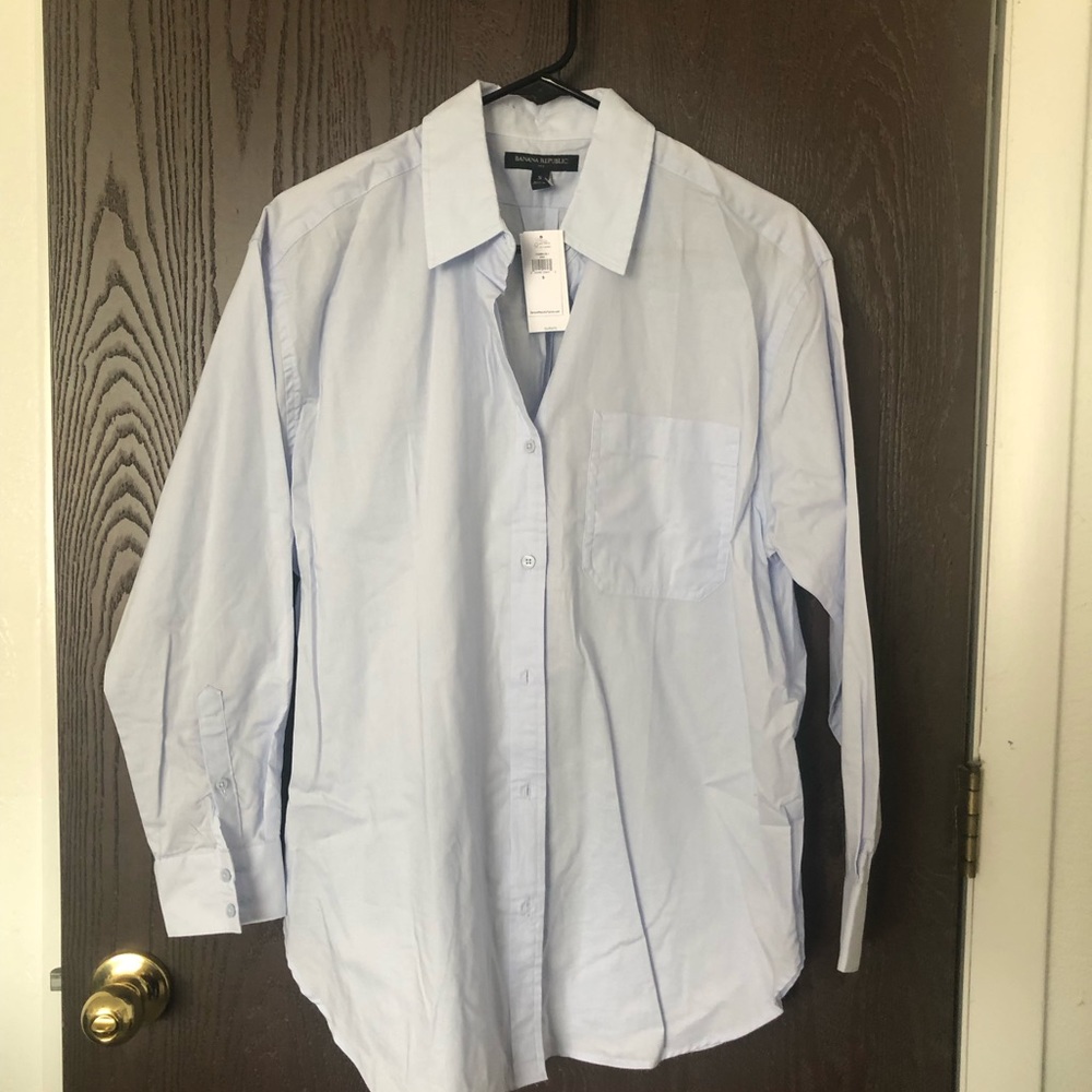 Banana Republic Factory Womens size s, new w/ tags, blue oversized button down